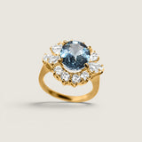 Aquamarine Oval and Pear Detail Halo Ring (3.5 Carat Center Stone)
