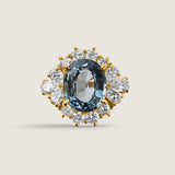 Aquamarine Oval and Pear Detail Halo Ring (3.5 Carat Center Stone)