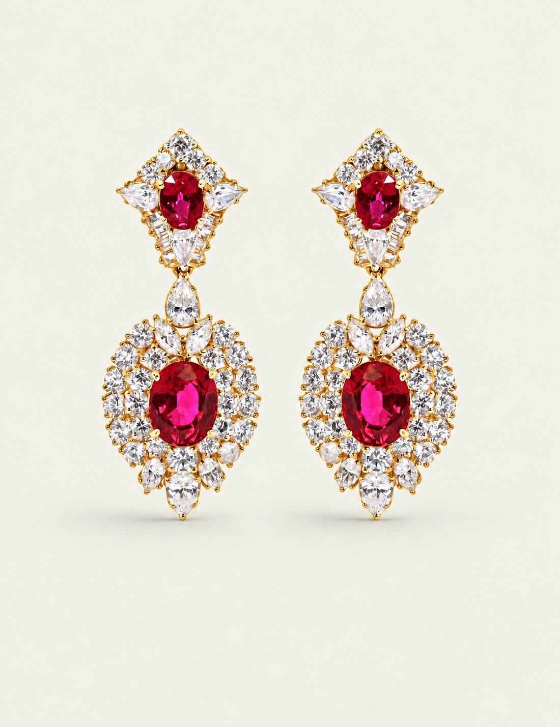 Ruby Royale Statement Drop Earrings