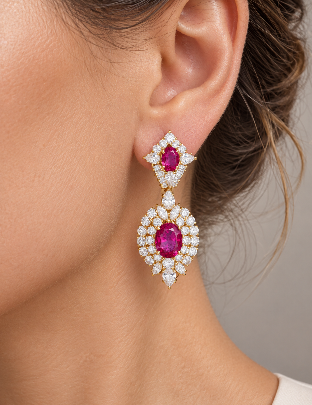 Ruby Royale Statement Drop Earrings