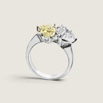 Toi et Moi Canary and Clear Pear Cut Ring in Gold (4 TCW) - Fantasia by DeSerio