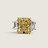 Canary Radiant-Cut and Trapezoid Three stone Ring (8 TCW)