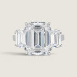 Emerald-Cut and Trapezoid Three stone Ring (8 TCW)