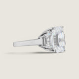 Emerald-Cut and Trapezoid Three stone Ring (8 TCW)