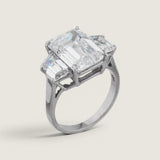 Emerald-Cut and Trapezoid Three stone Ring (8 TCW)