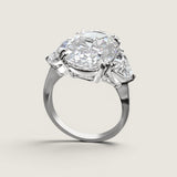 Oval with Trillion Sides Three Stone Ring (10TCW)