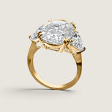 Oval with Trillion Sides Three Stone Ring (10TCW)