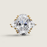 Oval with Trillion Sides Three Stone Ring (10TCW)