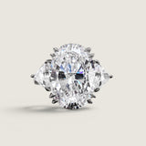 Oval with Trillion Sides Three Stone Ring (10TCW)
