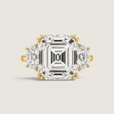 Square Asscher with Moon Side Stones