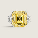 Canary Square Asscher with Moon Side Stones