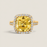 Canary Asscher and Pave Ring
