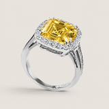 Canary Asscher and Pave Ring