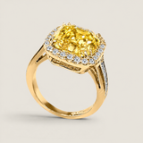 Canary Asscher and Pave Ring