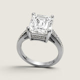 Emerald Center with Hidden Halo & Micropave Setting Ring