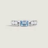 BEZEL EMER CUT W/ ROUNDS STONE F856-AQUA-CZ-14K