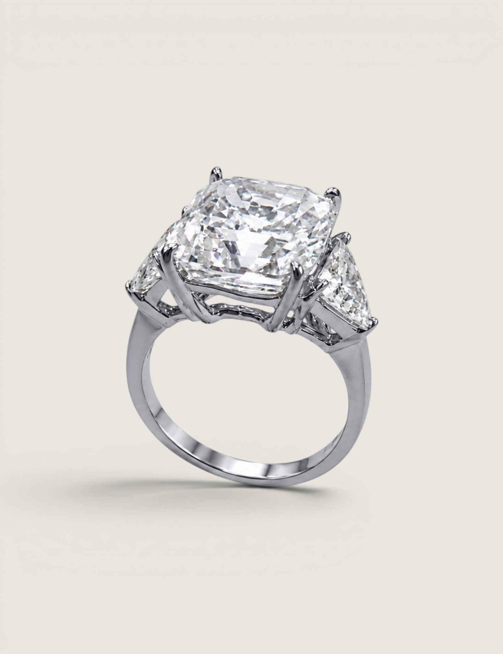 Asscher Cut With Trillion Side Stones