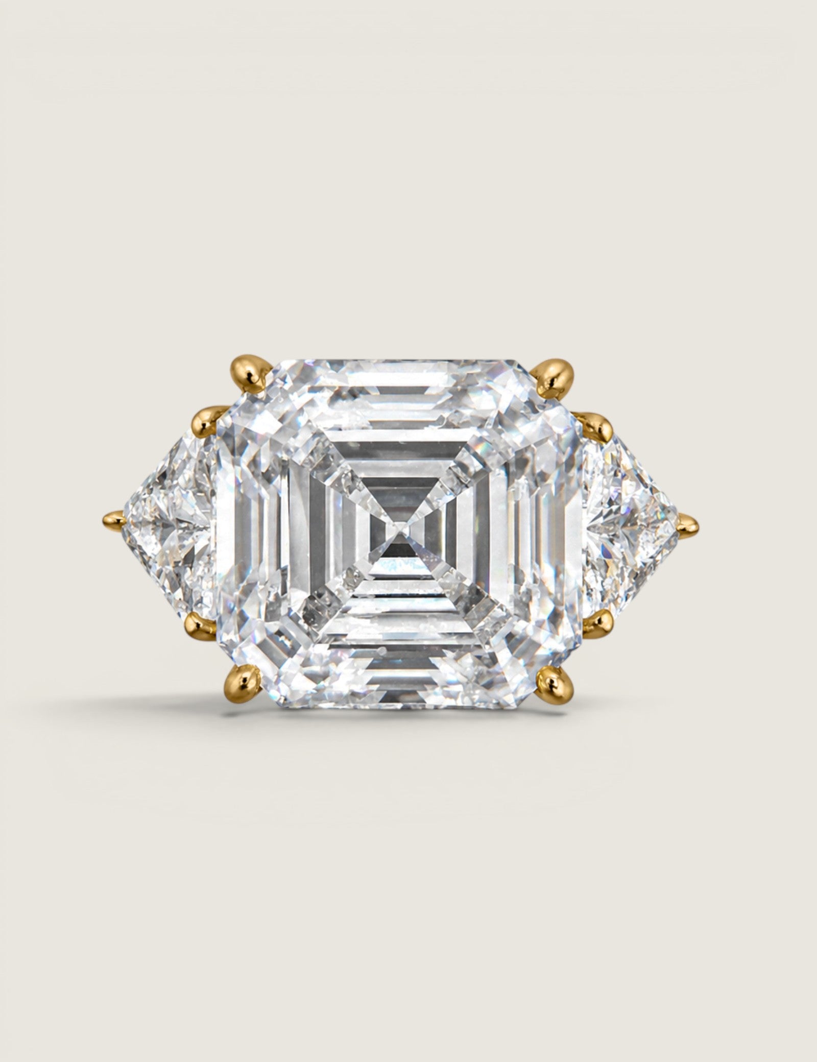 Asscher Cut With Trillion Side Stones