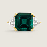 Asscher Cut Emerald With Trillion Side Stones