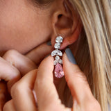 ROUND AND PEAR SHAPE DROP EARRING EF716-PK-CZ