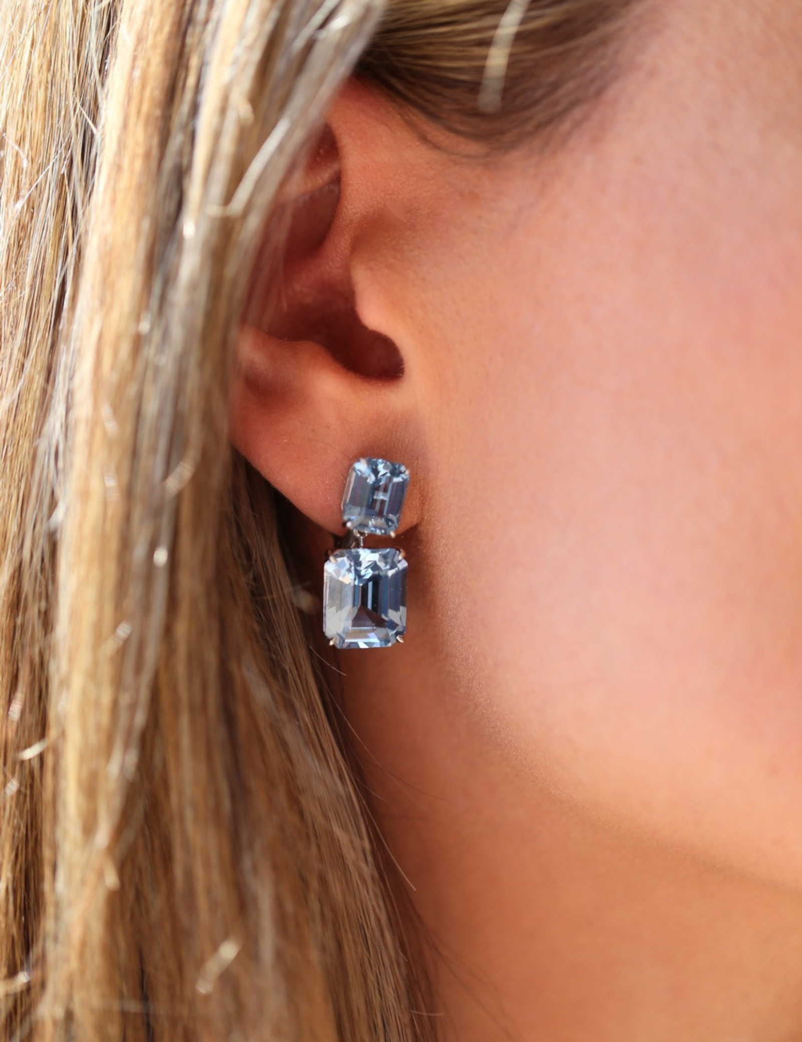 Double Emerald-Cut  Aquamarine Drop Earrings (19 TCW)
