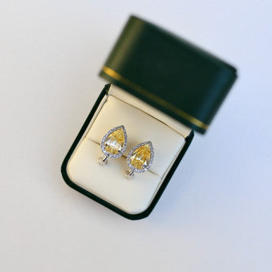 Pear Halo Canary Stud Earrings (10.5 TCW)