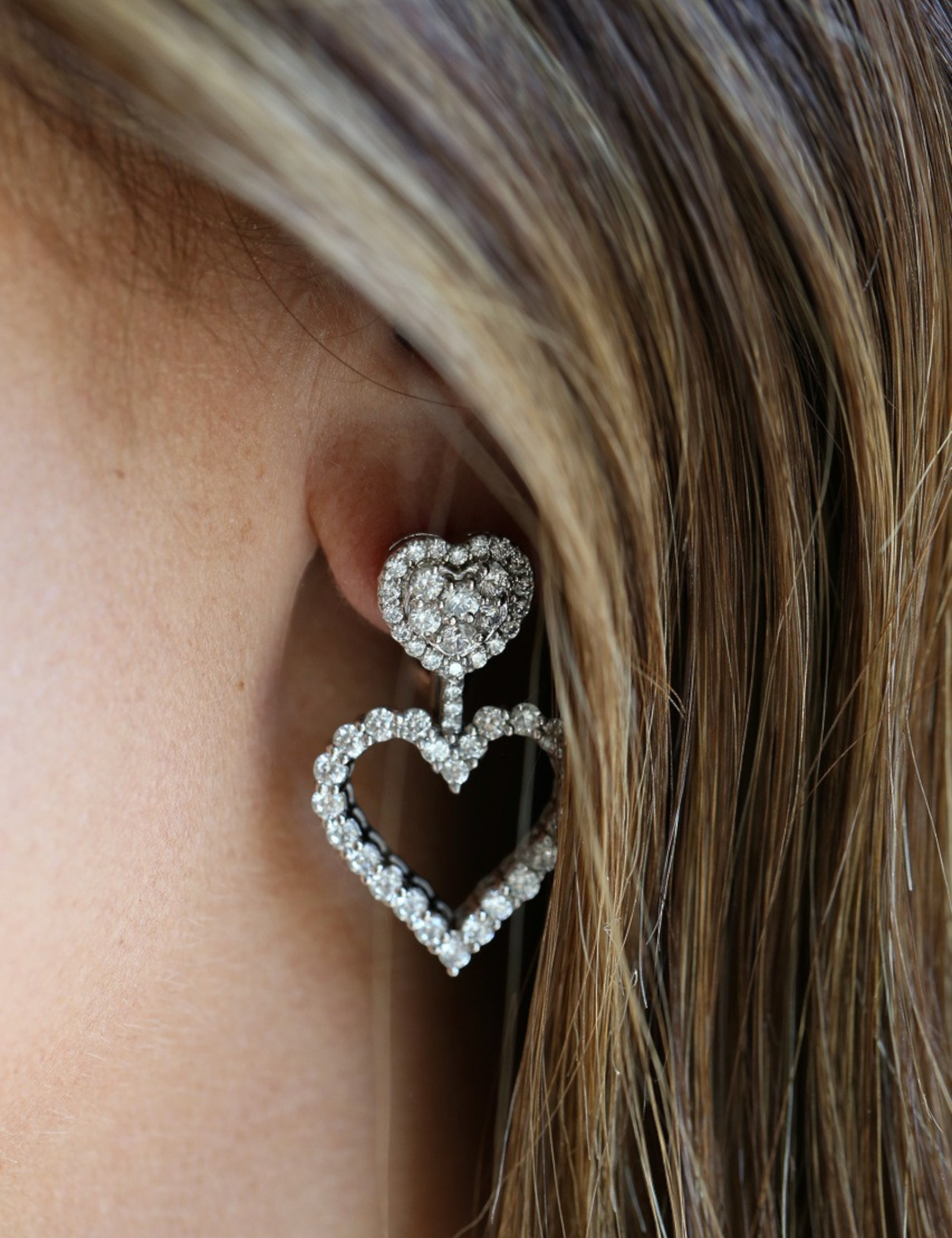 Pave Heart Drop Earrings (7.6 TCW)