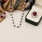 NECKLACE RD. W MARQ.CZ - NMR/RUBY/CZ