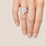 8ct Large Pear-Shape cut Center with 2 Baguette cut stones(.5TCW) on the sides of 8.5 TCW - F167-CZ-14KT
