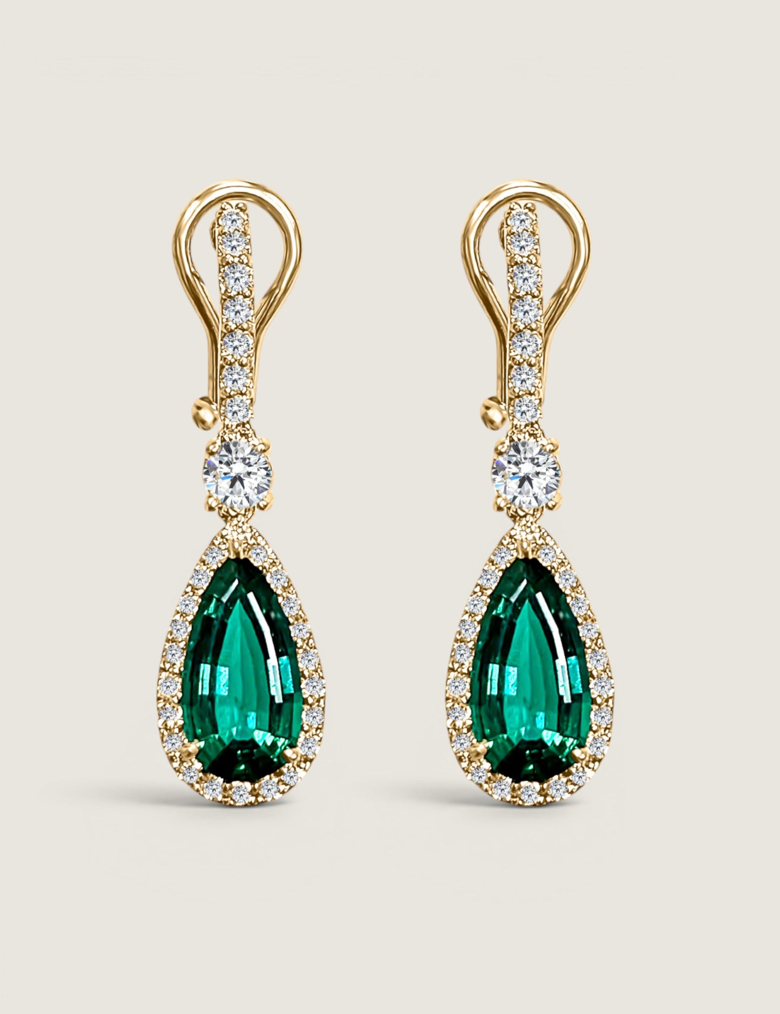 Emerald Pear with Pave Drop Earring