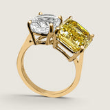Toi et Moi Oval & Canary Emerald Cut Ring (10.5 TCW)