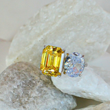 Toi et Moi Oval & Canary Emerald Cut Ring (10.5 TCW)