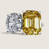 Toi et Moi Oval & Canary Emerald Cut Ring (10.5 TCW)