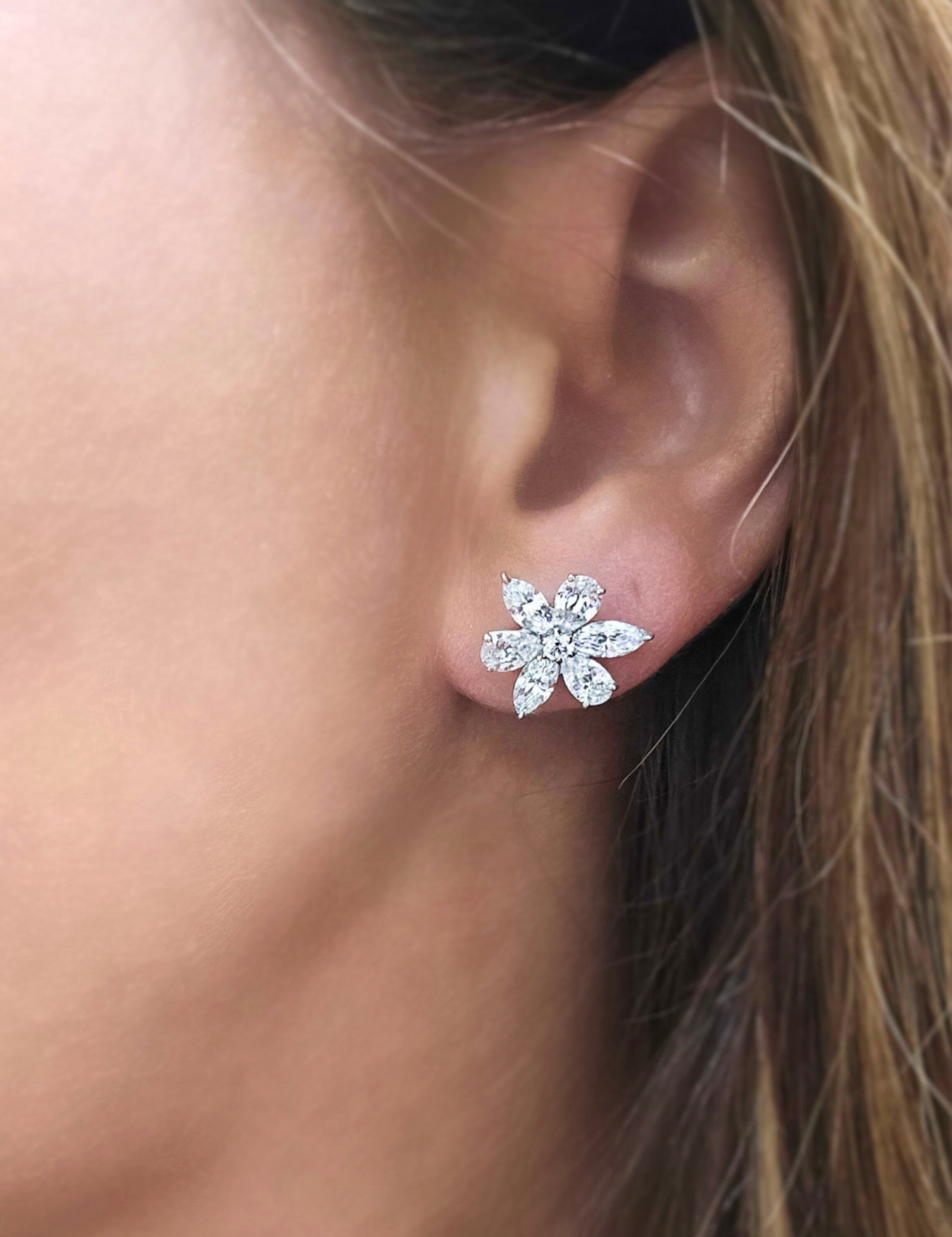 Marquise and Pear Flower Earring
