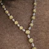 Marquise and Canary Round Lariat Necklace