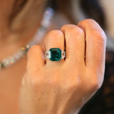 Emerald Asscher Center Stone with Half-Moon Sides