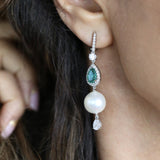 Emerald Pear and Pearl Drop Earrings (2.5 TCW)