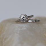 Round Halo Ring with Pave Band (2.30 TCW)