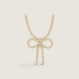 NECKLACE 3.25mm neck in 4 prg set w/bow in front - N15/CZ - Fantasia by DeSerio