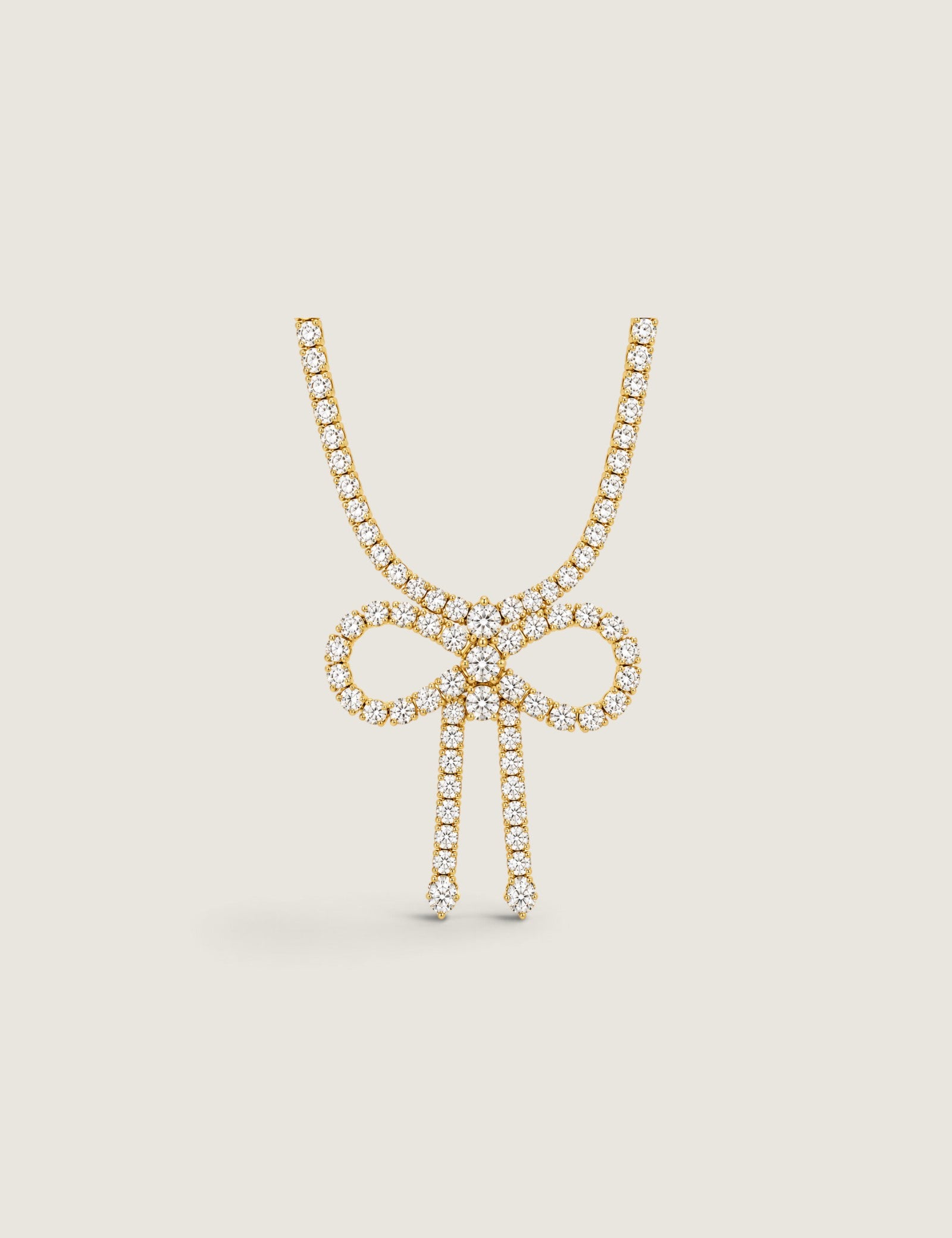 NECKLACE 3.25mm neck in 4 prg set w/bow in front - N15/CZ - Fantasia by DeSerio