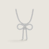 NECKLACE 3.25mm neck in 4 prg set w/bow in front - N15/CZ - Fantasia by DeSerio