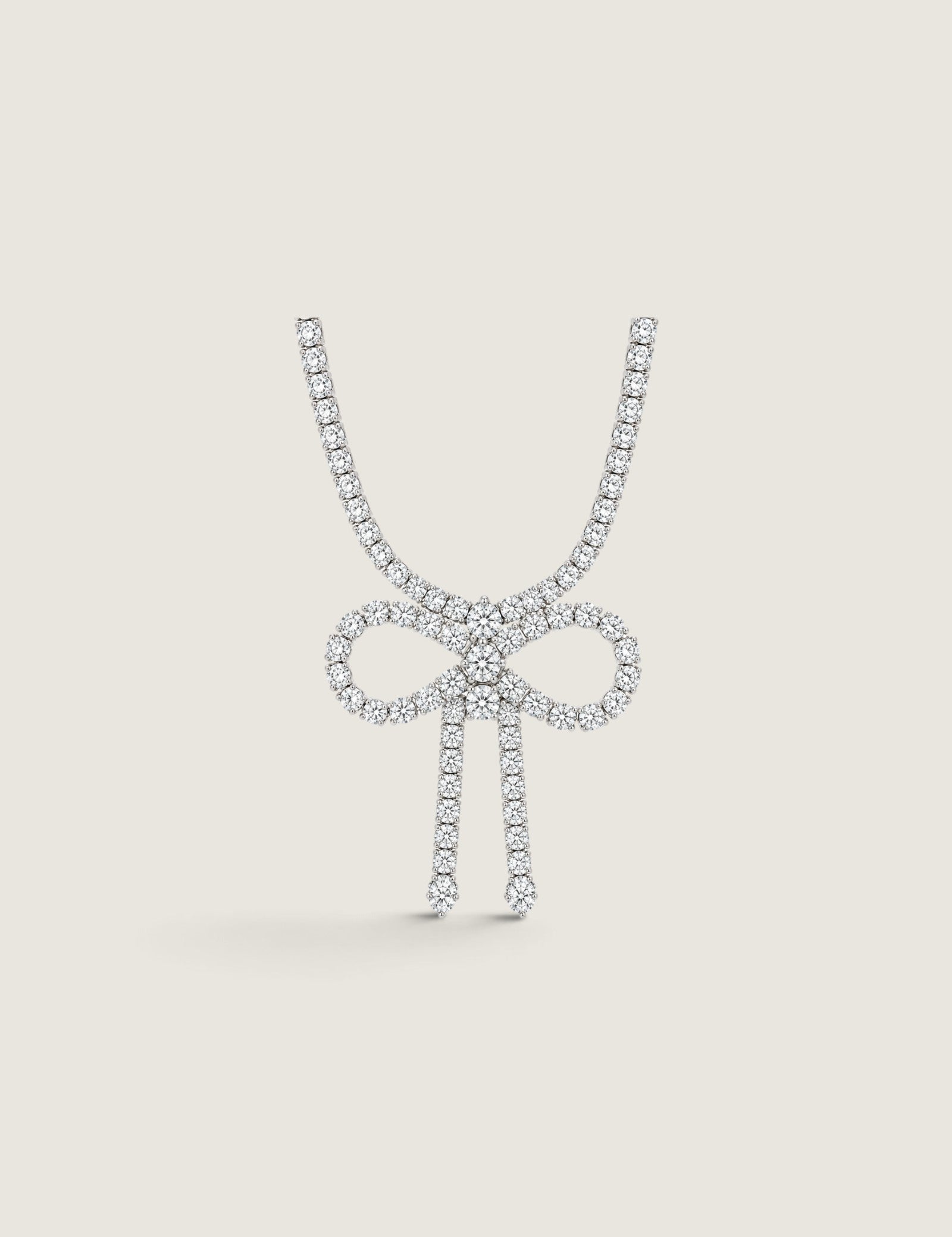 NECKLACE 3.25mm neck in 4 prg set w/bow in front - N15/CZ - Fantasia by DeSerio