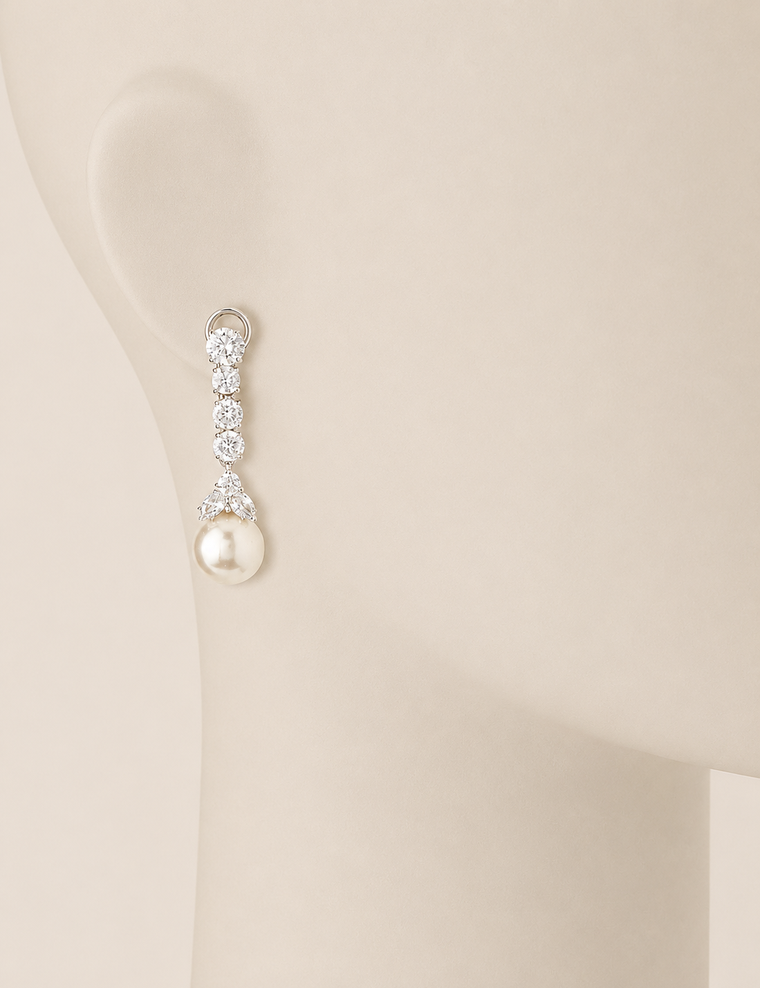 5 ROUND STONES W/TWO PEAR&PEARL DROP - EF919/PRL/CZ