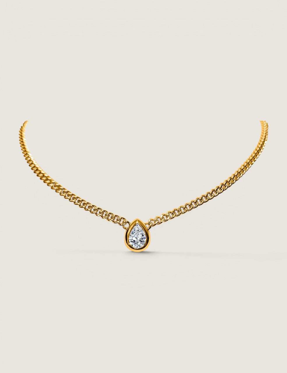 The Monaco Pear Bezel Drop Necklace