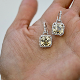 Canary Square Antique Pave Drop Earrings (8.1 TCW)