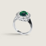 2.5ct oval ctr. surr. by 10 rds.  T13092-EM-CZ-14K
