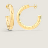 Small Tube Hoop Earrings (Yellow Gold)