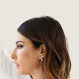 Bow Earring of Round Stones - 17896E/CZ