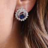 Blue Sapphire with Tiffany Swirl Earrings (3.75 TCW)
