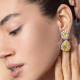 Regal Canary Halo Drop Earrings (33.5 TCW)